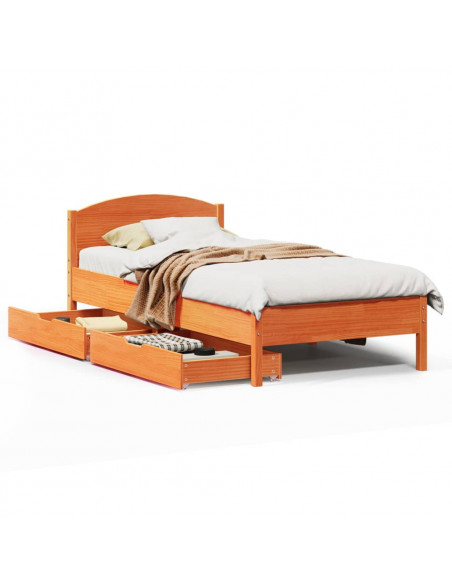 Letto senza Materasso Marrone Cera 100x200 cm in Legno di Pino