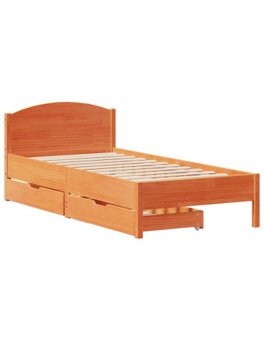 Letto senza Materasso Marrone Cera 100x200 cm in Legno di Pino