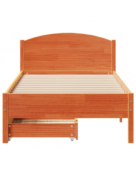 Letto senza Materasso Marrone Cera 100x200 cm in Legno di Pino