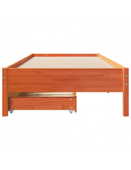 Letto senza Materasso Marrone Cera 100x200 cm in Legno di Pino