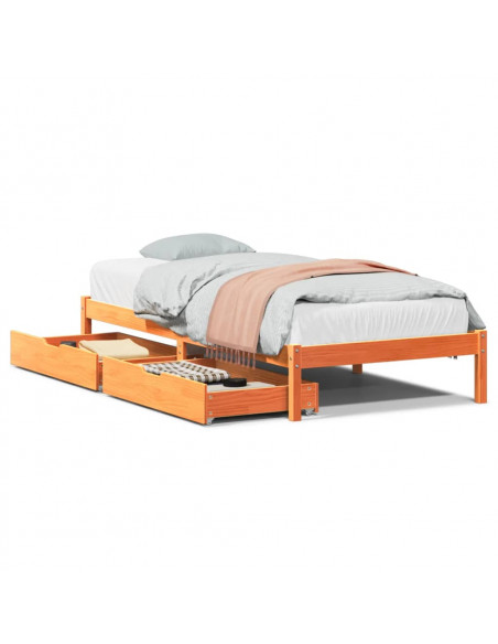 Letto senza Materasso Marrone Cera 100x200 cm in Legno di Pino