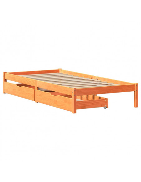 Letto senza Materasso Marrone Cera 100x200 cm in Legno di Pino
