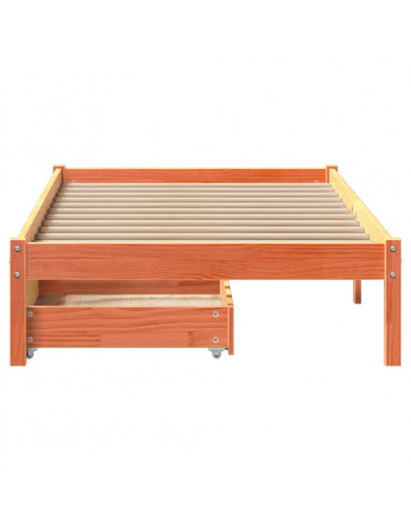Letto senza Materasso Marrone Cera 100x200 cm in Legno di Pino