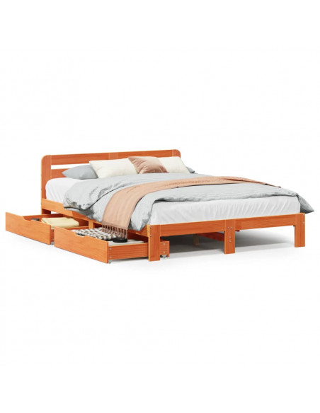 Letto senza Materasso Marrone Cera 120x190 cm in Legno di Pino