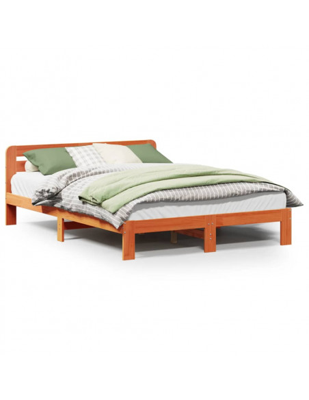Letto senza Materasso Marrone Cera 120x190 cm in Legno di Pino