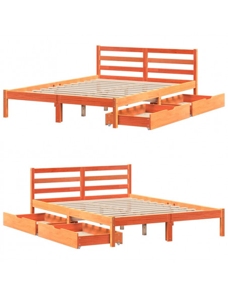 Letto senza Materasso Marrone Cera 120x190 cm in Legno di Pino