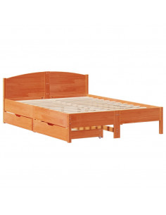Letto senza Materasso Marrone Cera 120x200 cm in Legno di Pino 2