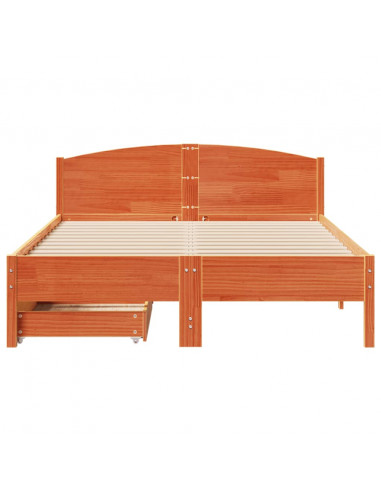 Letto senza Materasso Marrone Cera 120x200 cm in Legno di Pino