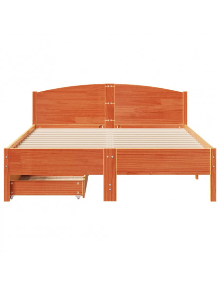 Letto senza Materasso Marrone Cera 120x200 cm in Legno di Pino