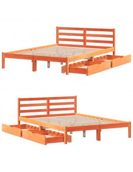 Letto senza Materasso Marrone Cera 120x200 cm in Legno di Pino