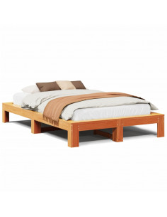 Letto senza Materasso Marrone Cera 135x190 cm in Legno di Pino 2
