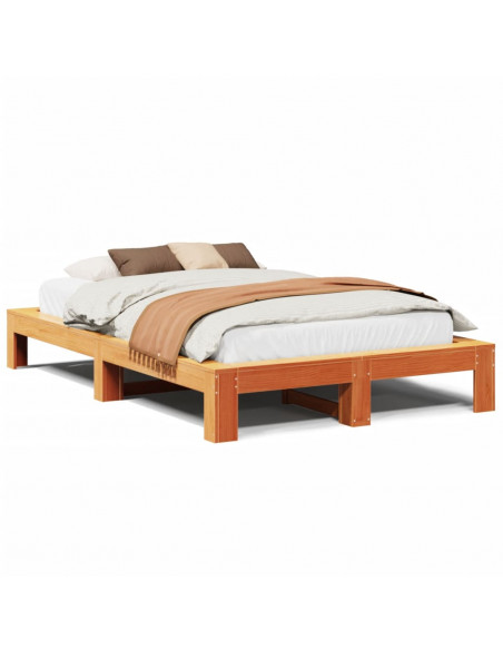 Letto senza Materasso Marrone Cera 135x190 cm in Legno di Pino