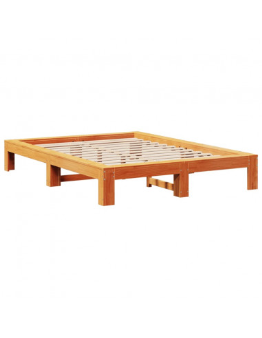 Letto senza Materasso Marrone Cera 135x190 cm in Legno di Pino