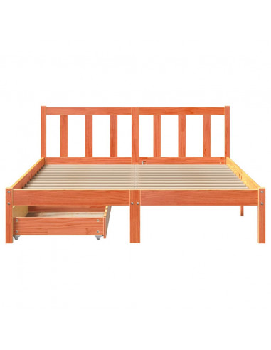 Letto senza Materasso Marrone Cera 135x190 cm in Legno di Pino