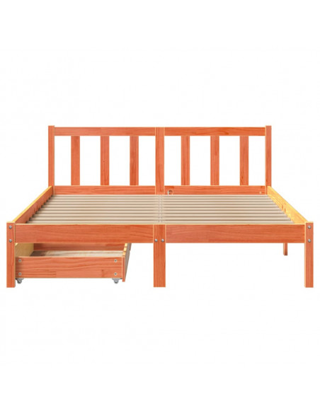 Letto senza Materasso Marrone Cera 135x190 cm in Legno di Pino