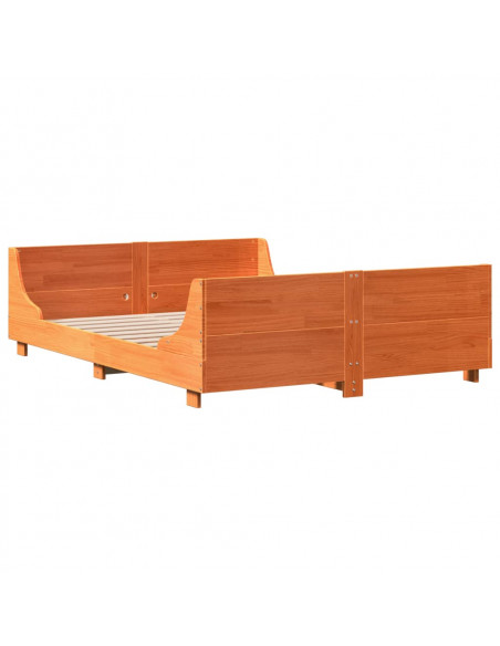 Letto senza Materasso Marrone Cera 140x190 cm in Legno di Pino