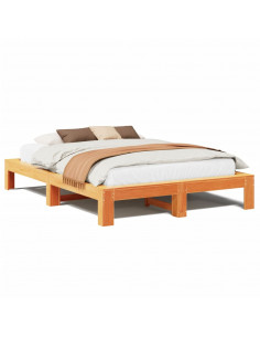 Letto senza Materasso Marrone Cera 140x190 cm in Legno di Pino 2