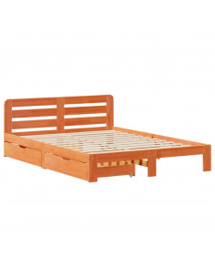 Letto senza Materasso Marrone Cera 140x190 cm in Legno di Pino 2