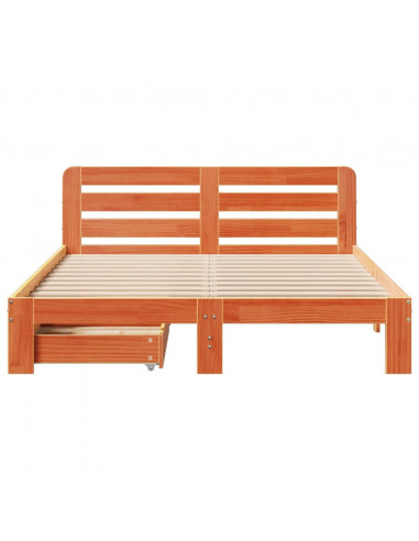 Letto senza Materasso Marrone Cera 140x190 cm in Legno di Pino