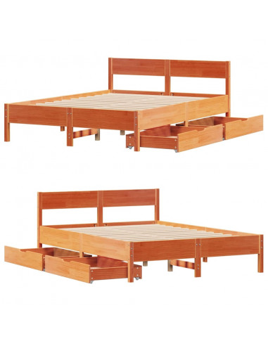 Letto senza Materasso Marrone Cera 140x190 cm in Legno di Pino