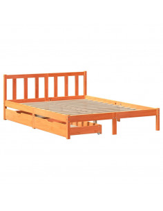 Letto senza Materasso Marrone Cera 140x190 cm in Legno di Pino 2