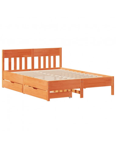 Letto senza Materasso Marrone Cera 150x200 cm in Legno di Pino