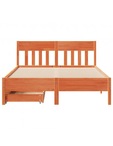 Letto senza Materasso Marrone Cera 150x200 cm in Legno di Pino