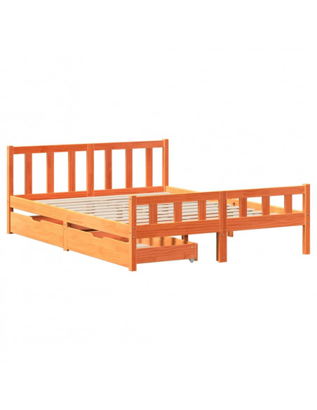 Letto senza Materasso Marrone Cera 150x200 cm in Legno di Pino