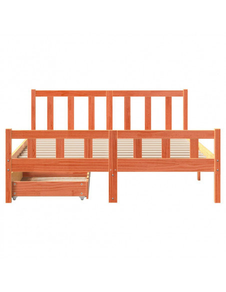 Letto senza Materasso Marrone Cera 150x200 cm in Legno di Pino