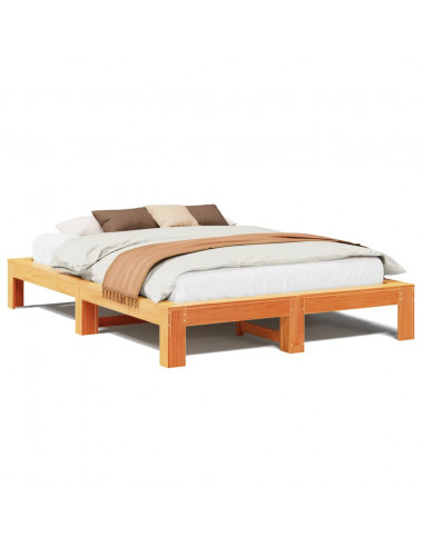 Letto senza Materasso Marrone Cera 160x200 cm in Legno di Pino