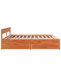 Letto senza Materasso Marrone Cera 160x200 cm in Legno di Pino 2