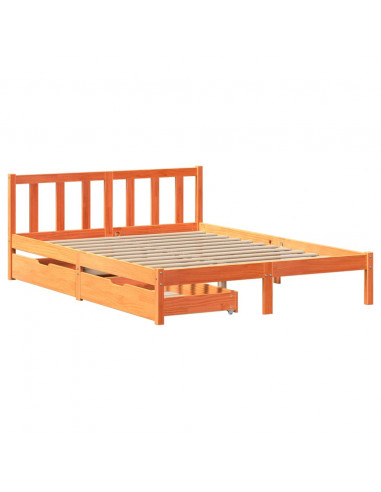 Letto senza Materasso Marrone Cera 160x200 cm in Legno di Pino