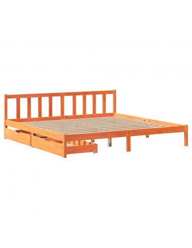 Letto senza Materasso Marrone Cera 180x200 cm in Legno di Pino