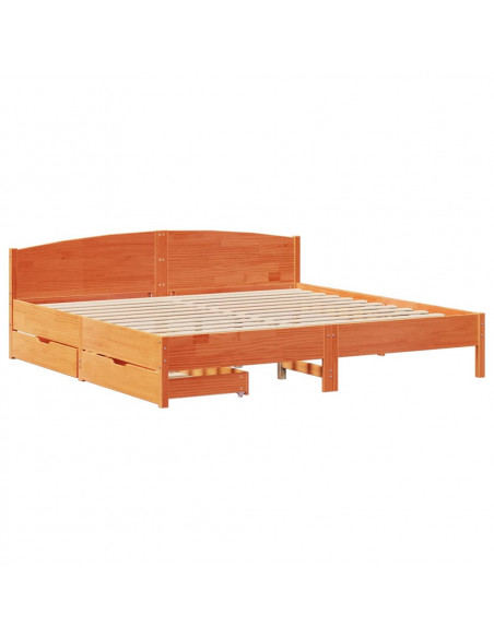 Letto senza Materasso Marrone Cera 200x200 cm in Legno di Pino