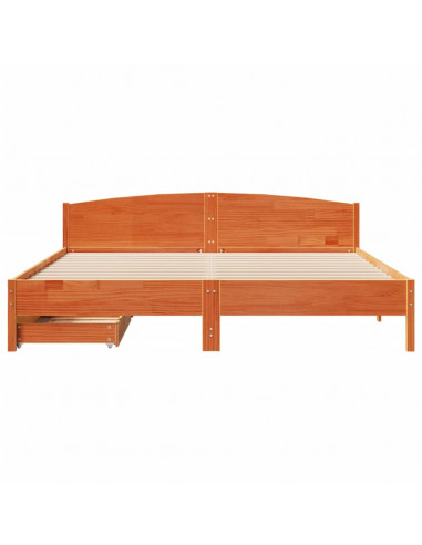 Letto senza Materasso Marrone Cera 200x200 cm in Legno di Pino