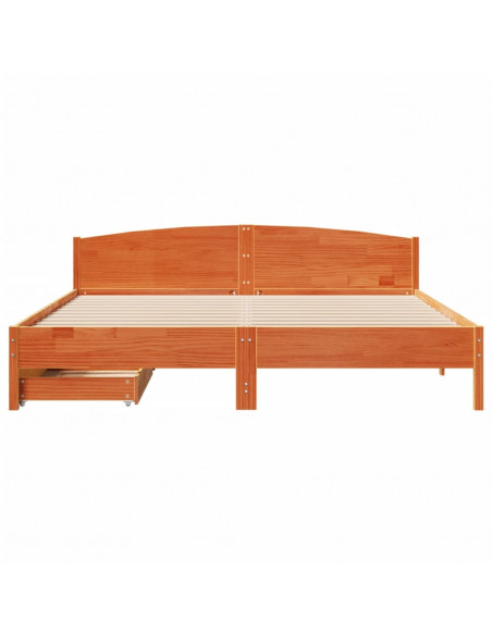 Letto senza Materasso Marrone Cera 200x200 cm in Legno di Pino