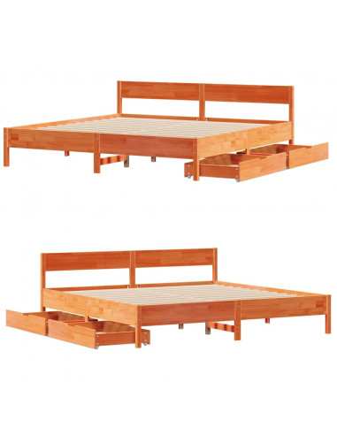 Letto senza Materasso Marrone Cera 200x200 cm in Legno di Pino