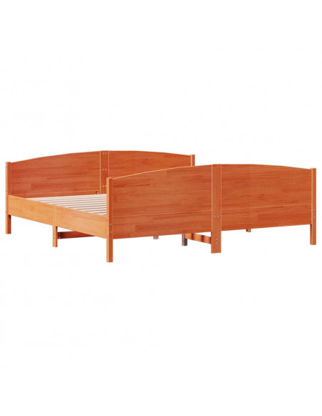 Letto senza Materasso Marrone Cera 200x200 cm in Legno di Pino