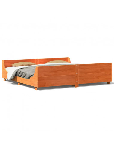 Letto senza Materasso Marrone Cera 200x200 cm in Legno di Pino
