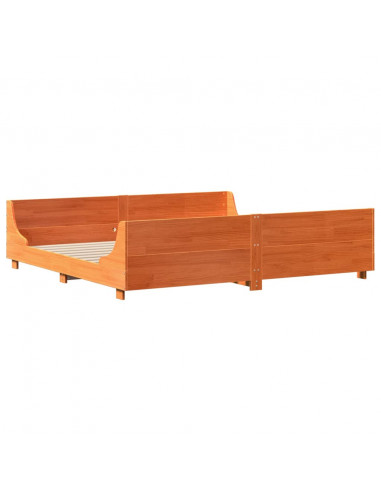 Letto senza Materasso Marrone Cera 200x200 cm in Legno di Pino