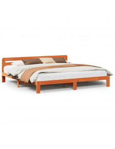 Letto senza Materasso Marrone Cera 200x200 cm in Legno di Pino 2