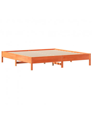 Letto senza Materasso Marrone Cera 200x200 cm in Legno di Pino