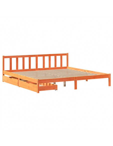 Letto senza Materasso Marrone Cera 200x200 cm in Legno di Pino