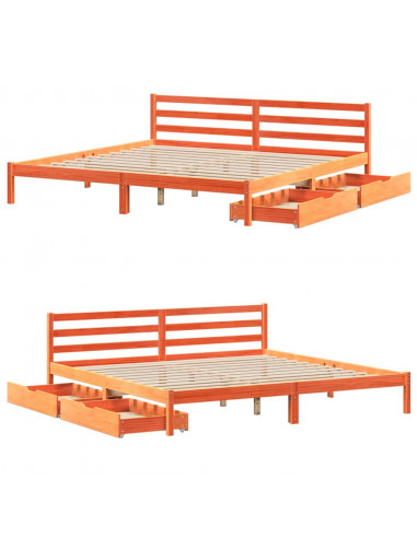 Letto senza Materasso Marrone Cera 200x200 cm in Legno di Pino