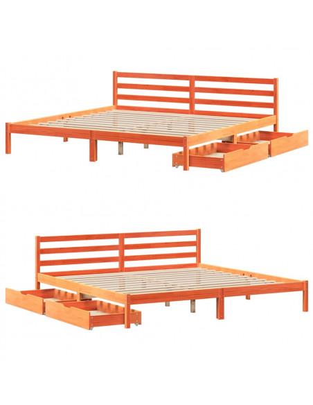 Letto senza Materasso Marrone Cera 200x200 cm in Legno di Pino