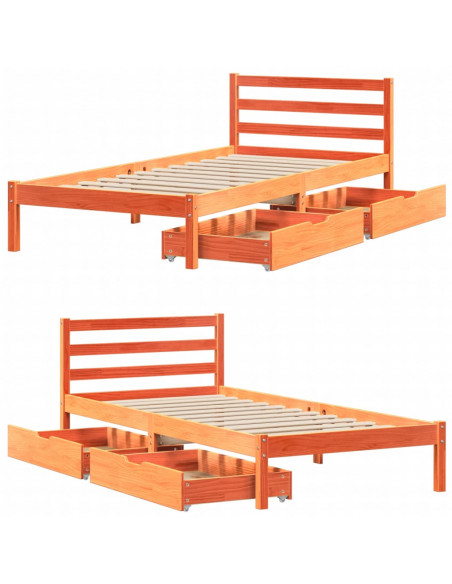 Letto senza Materasso Marrone Cera 75x190 cm in Legno di Pino