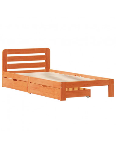 Letto senza Materasso Marrone Cera 90x190 cm in Legno di Pino