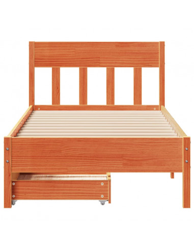 Letto senza Materasso Marrone Cera 90x190 cm in Legno di Pino