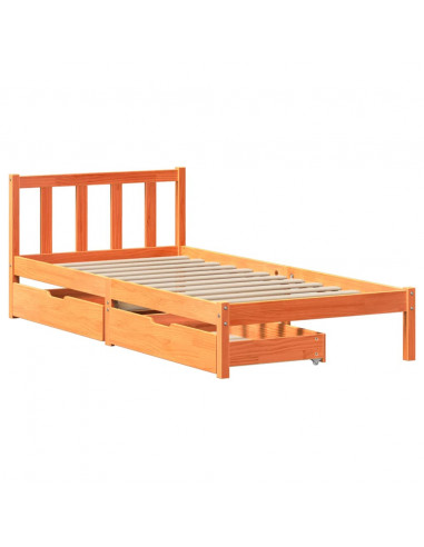 Letto senza Materasso Marrone Cera 90x190 cm in Legno di Pino