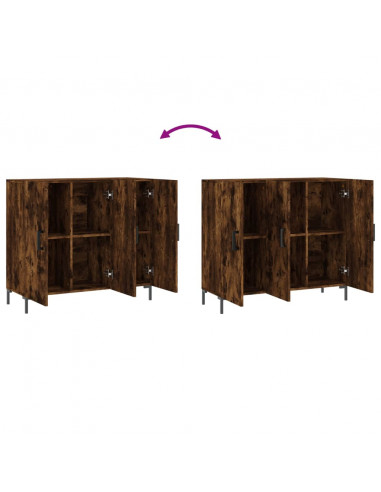 Credenza Rovere Fumo 90x34x80 cm in Legno Multistrato
